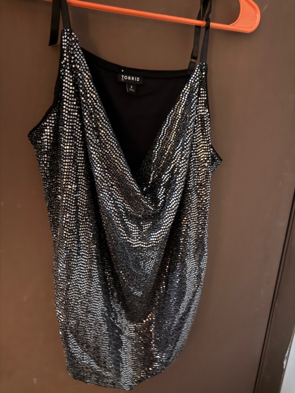 torrid Black Sequin Cowl Neck Tank